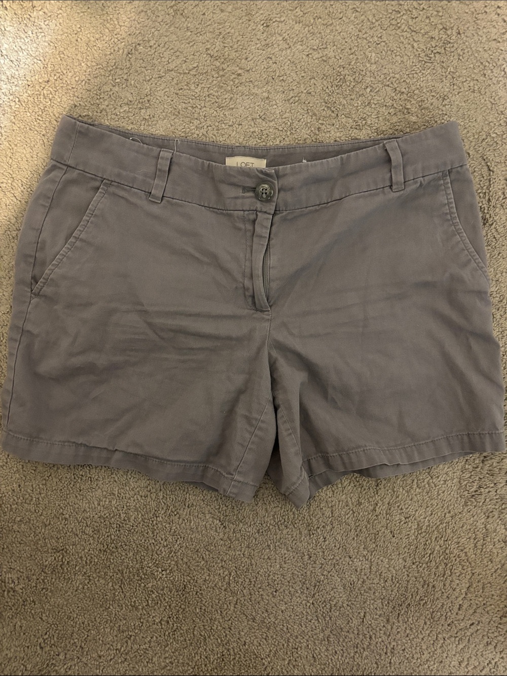 LOFT Light Gray Cotton Chino Shorts